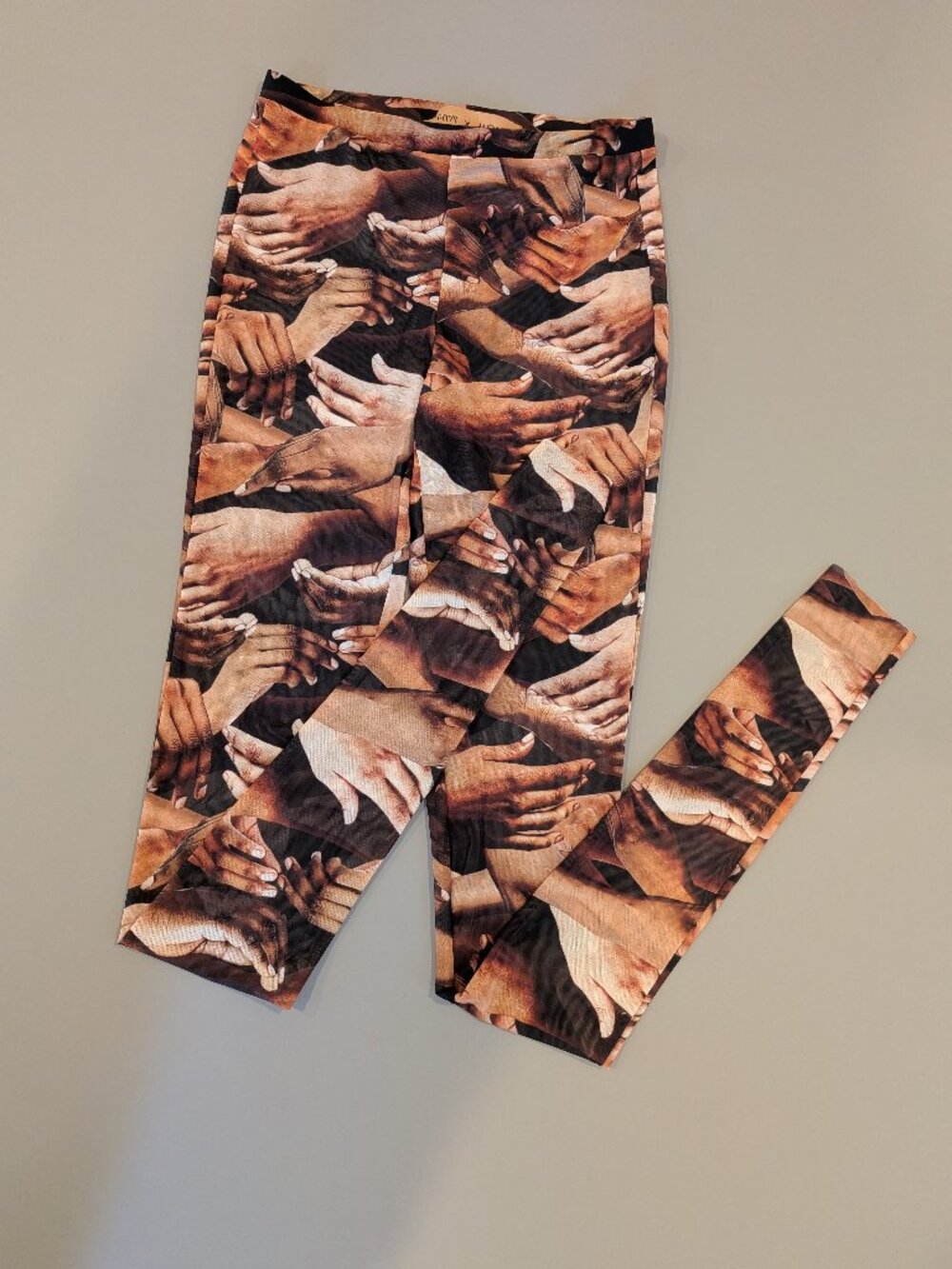 Selam Fessahaye x Monki Hand Print Mesh Leggings Size S Rare AW19